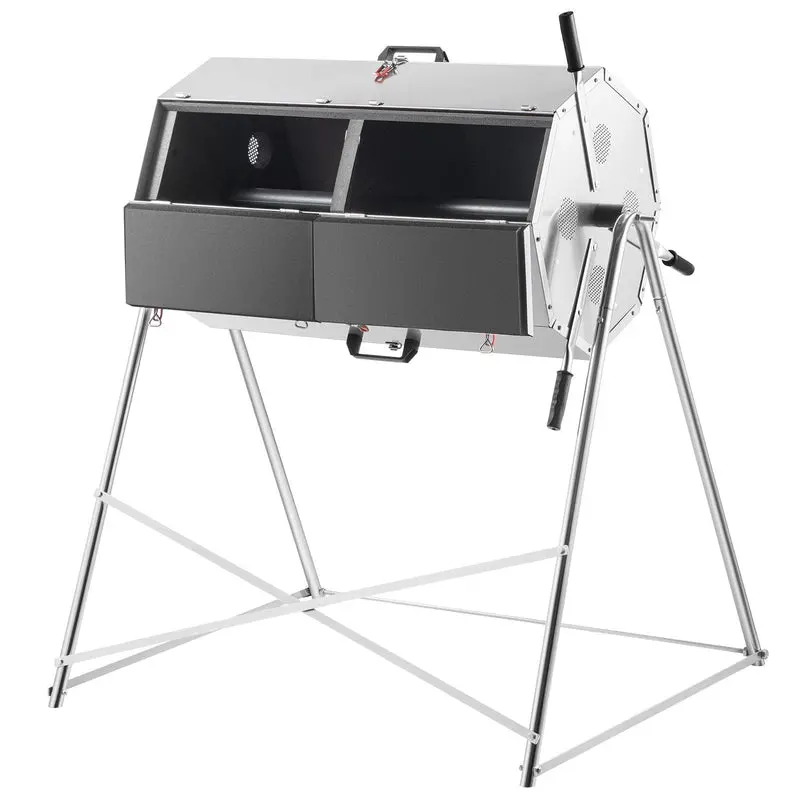 33-Gallon Dual-Chamber Rotating Steel Compost Tumbler for Efficient Outdoor Composting