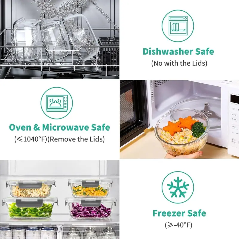34-Piece Airtight Glass Food Storage Set – 17 Stackable Containers + Matching Lids for Efficient Meal Prep (Grey Finish)