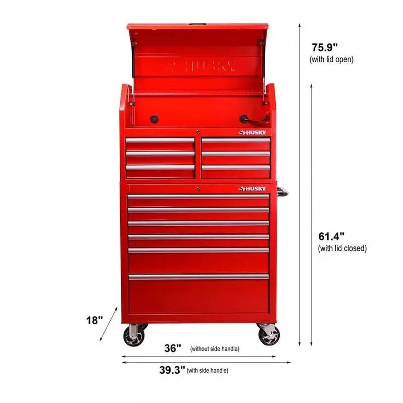 36-Inch 12-Drawer Tool Storage Chest with Cabinet Base for Workshop Organization
