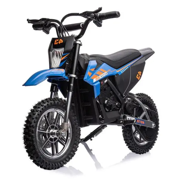 36V Electric Kids’ Dirt Bike — 350W Motor, 15.5 MPH Top Speed, LED Lighting, and 175-Lb Load Capacity (Blue) 2