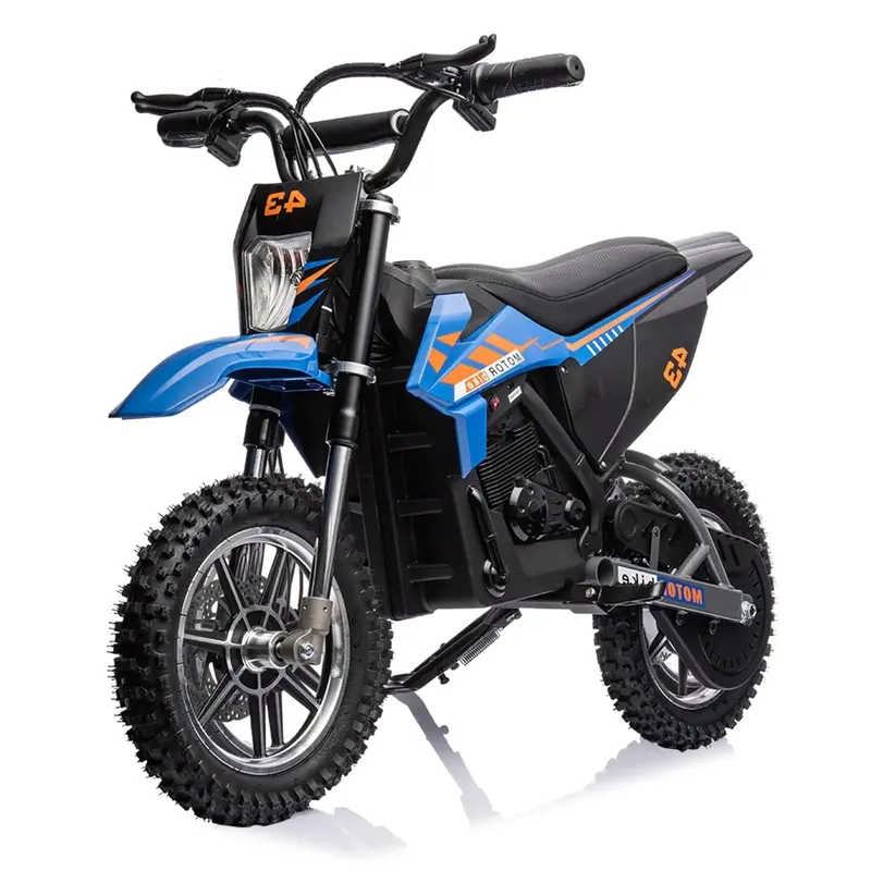 36V Electric Kids’ Dirt Bike — 350W Motor, 15.5 MPH Top Speed, LED Lighting, and 175-Lb Load Capacity (Blue)
