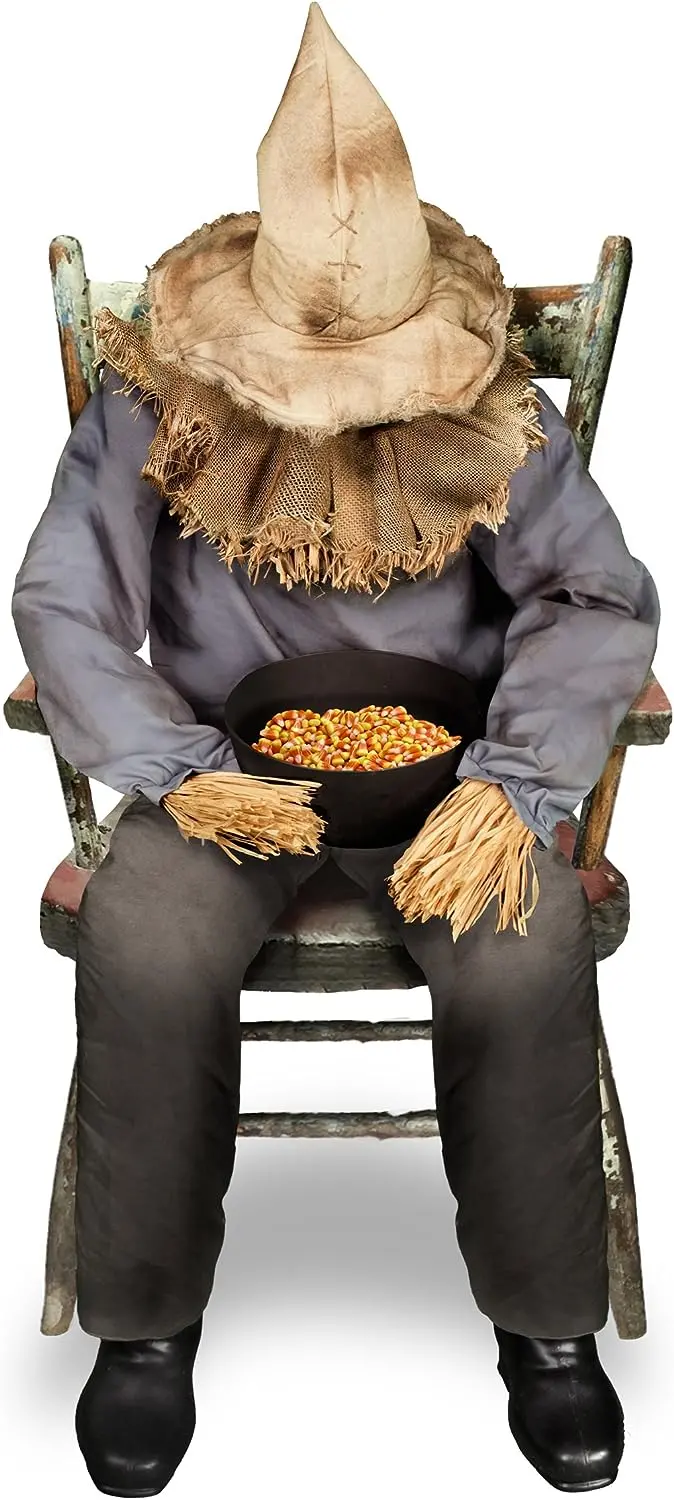 4.5-Foot Spiritual Sitting Scarecrow Ornament – Unique Halloween Yard Figure