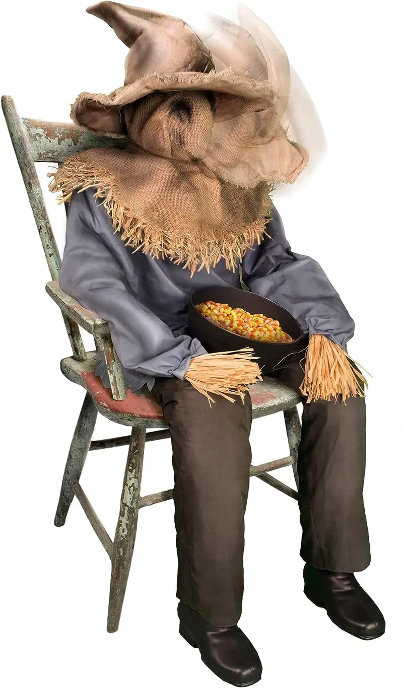 4.5-Foot Spiritual Sitting Scarecrow Ornament – Unique Halloween Yard Figure