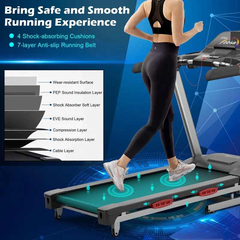 4.75 HP Motorized Folding Treadmill – High-Performance Home Exercise Machine with 15% Automatic Incline