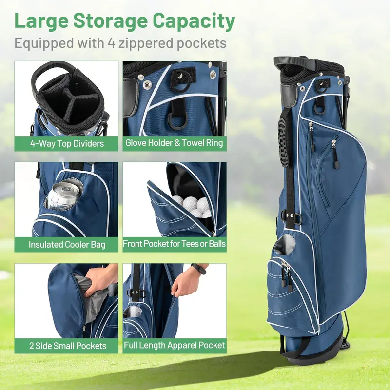 4-Compartment Lightweight Golf Stand Bag Featuring Built-in Accessory Storage 2
