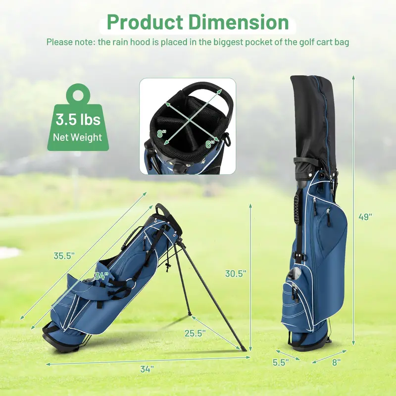 4-Compartment Lightweight Golf Stand Bag Featuring Built-in Accessory Storage