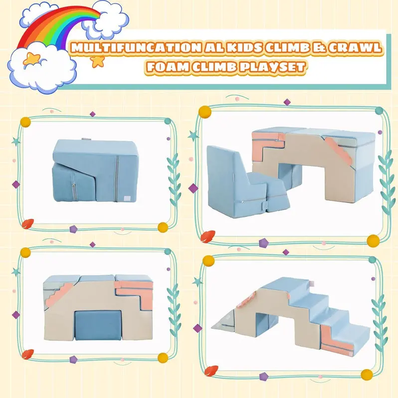 4-in-1 Soft Foam Climbing Blocks – Safe Indoor Toddler Playset for Motor Skill Development