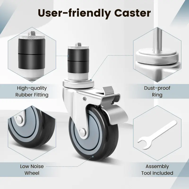 4-Inch Expandable Stem Caster Wheel Set – 4-Pack Including Two Locking Brake Casters