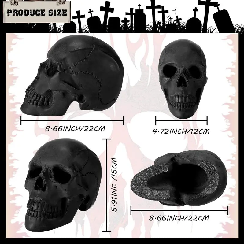 4-Pack Heat-Resistant Fire Pit Skull Decorations – Cast-Iron Halloween Accents for Outdoor Gatherings