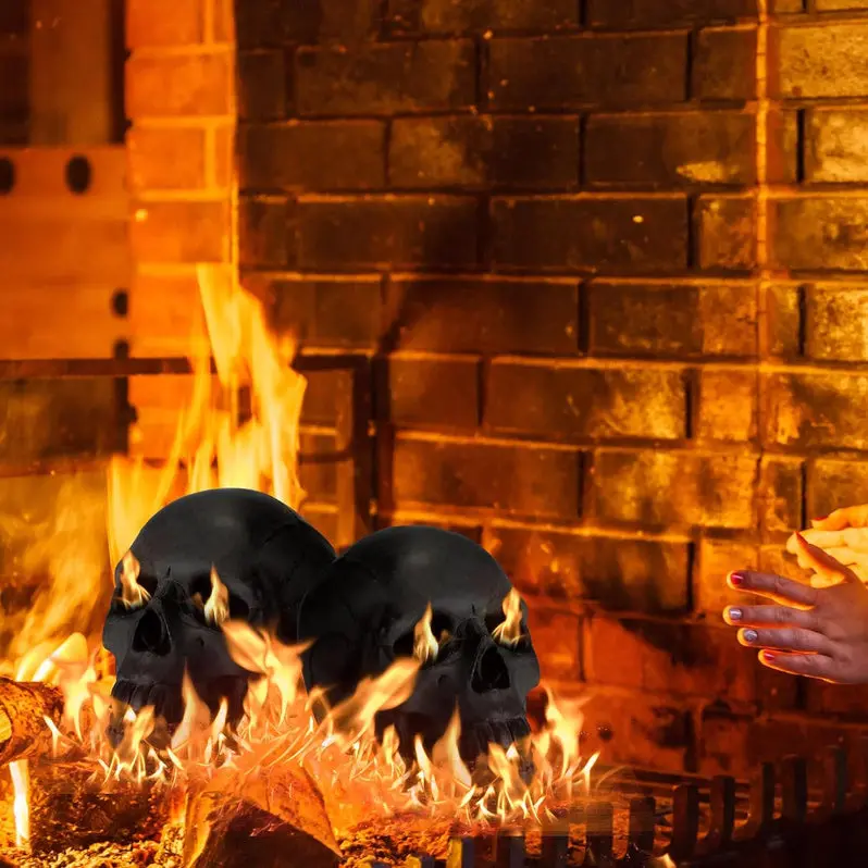 4-Pack Heat-Resistant Fire Pit Skull Decorations – Cast-Iron Halloween Accents for Outdoor Gatherings
