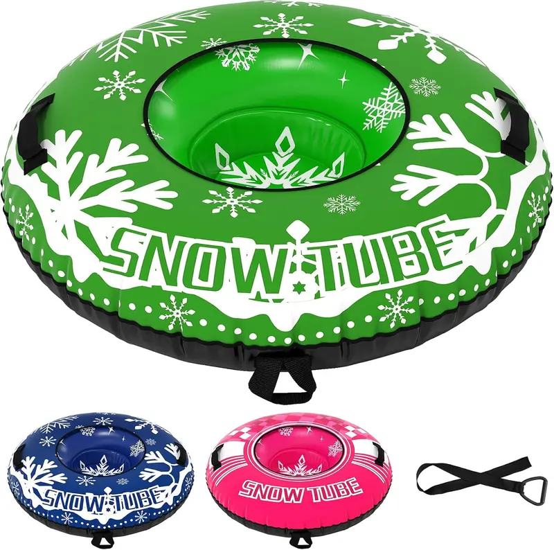 42-Inch Reinforced Snow Sled Tube with Detachable Tow Strap