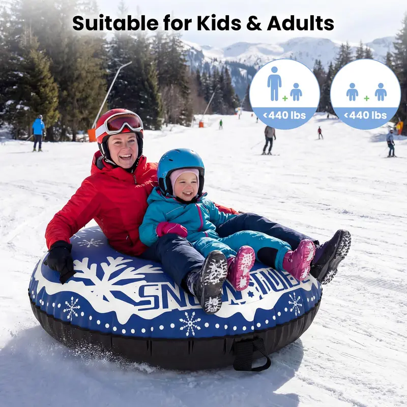 42-Inch Reinforced Snow Sled Tube with Detachable Tow Strap