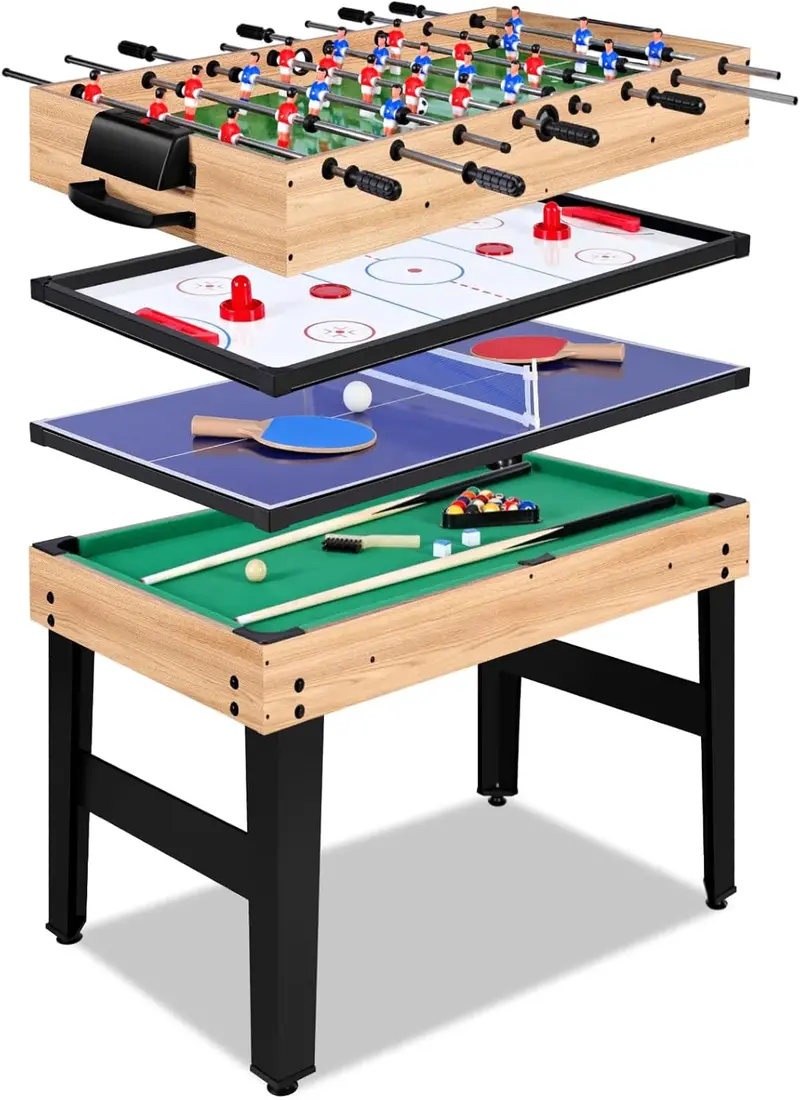 48-Inch 12-in-1 Multi-Game Table – All-in-One Home Game Center Featuring Ping Pong, Pool, Foosball, and Air Hockey