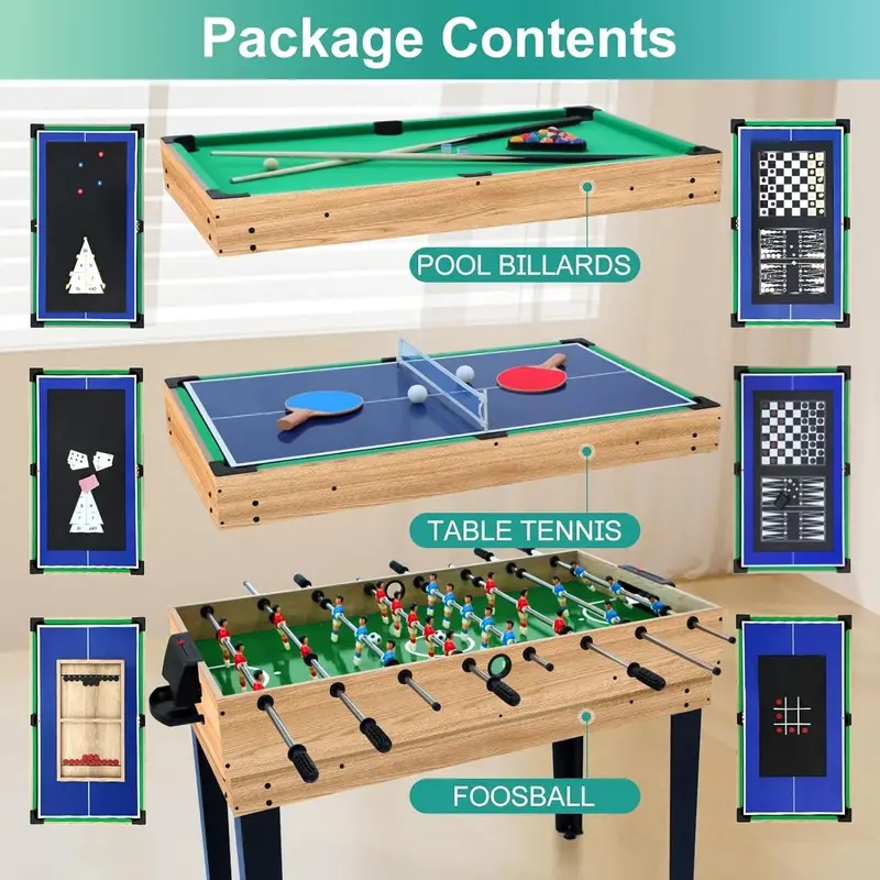 48-Inch 12-in-1 Multi-Game Table – All-in-One Home Game Center Featuring Ping Pong, Pool, Foosball, and Air Hockey