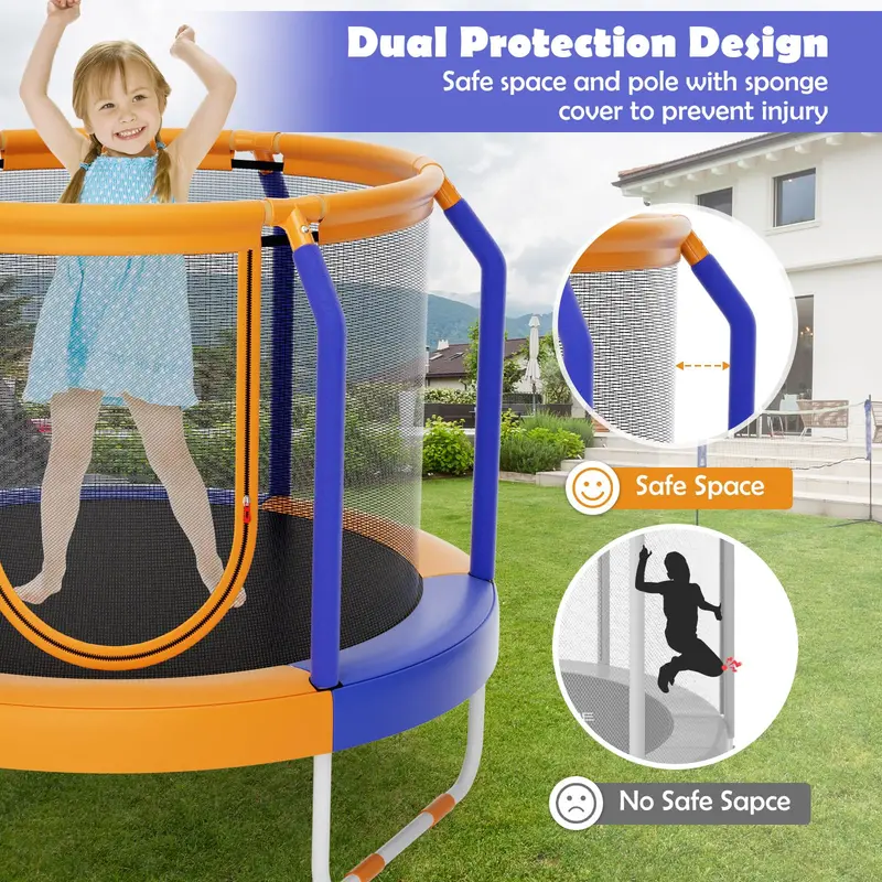 48-Inch ASTM-Certified Trampoline for Kids – Ground-Level Frame with Reinforced Safety Enclosure 2
