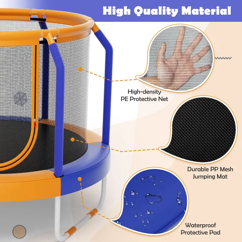 48-Inch ASTM-Certified Trampoline for Kids – Ground-Level Frame with Reinforced Safety Enclosure