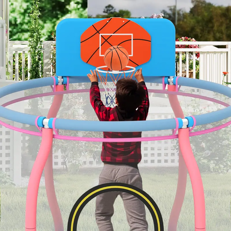 48-Inch Pumpkin-Themed Indoor/Outdoor Trampoline with Basketball Hoop 2