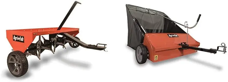 48-Inch Tow-Behind Plug Aerator – Heavy-Duty Lawn Aeration Tool in Orange/Black for Turf Health