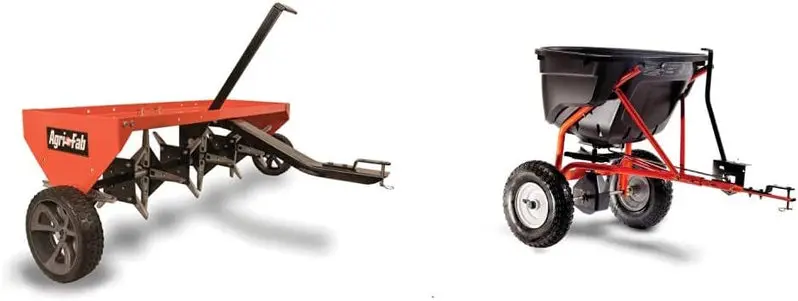 48-Inch Tow-Behind Plug Aerator – Heavy-Duty Lawn Aeration Tool in Orange/Black for Turf Health