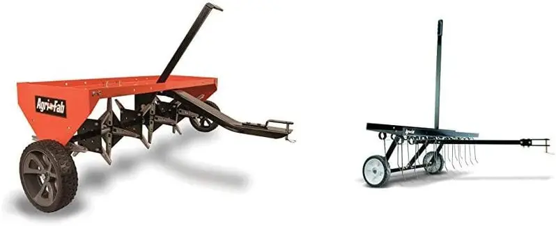 48-Inch Tow-Behind Plug Aerator – Heavy-Duty Lawn Aeration Tool in Orange/Black for Turf Health