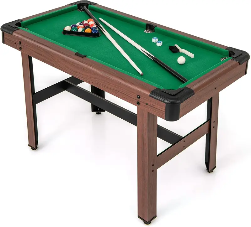 48-Inch Wooden Billiards Table – Complete Set with Cues, Balls, Chalk, Triangle Rack & Brush