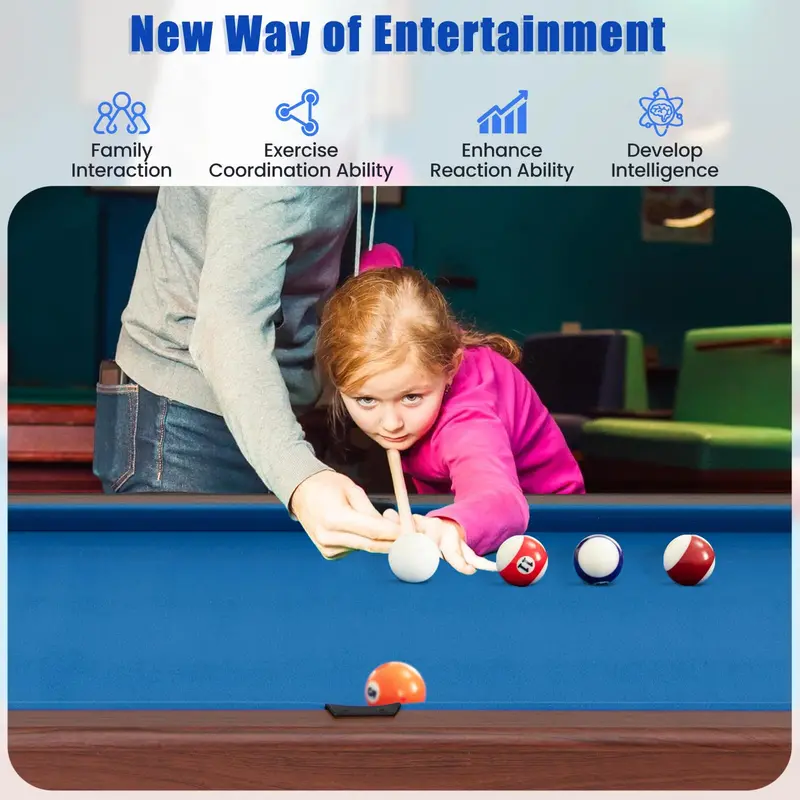 48-Inch Wooden Billiards Table – Complete Set with Cues, Balls, Chalk, Triangle Rack & Brush