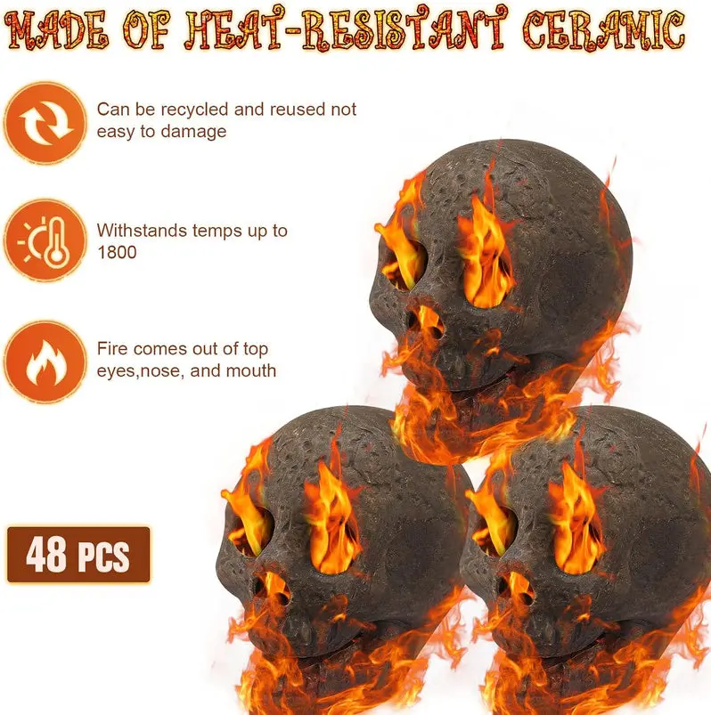 48-Piece Stone-Finish Fire Pit Skull Decorative Collection