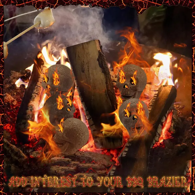 48-Piece Stone-Finish Fire Pit Skull Decorative Collection