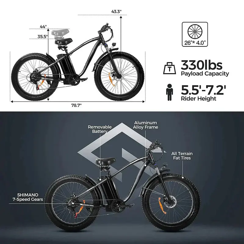 48V 15Ah Electric Mountain Bike – Long-Range Lithium-Powered E-Bike for Trail and Commute Use