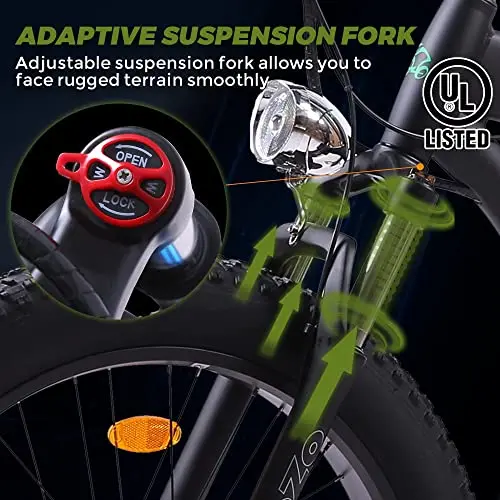 48V 750W Fat-Tire E-Bike – 26" All-Terrain Electric Bicycle with Suspension Fork & Swappable Battery