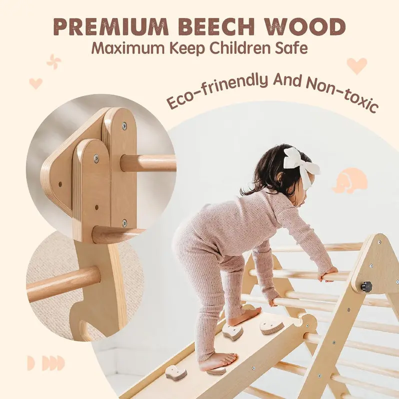 5-in-1 Pikler Triangle Climber for Infants and Toddlers – Montessori-Inspired Wooden Play System