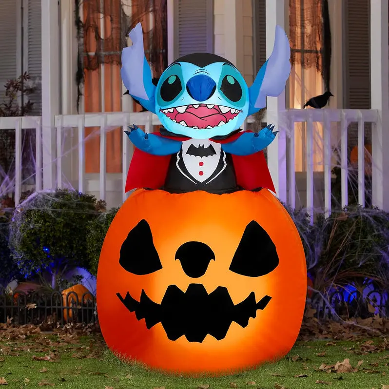 5-Inch Air-Blown Vampire Pumpkin Yard Decor with Rising Stitch Animation