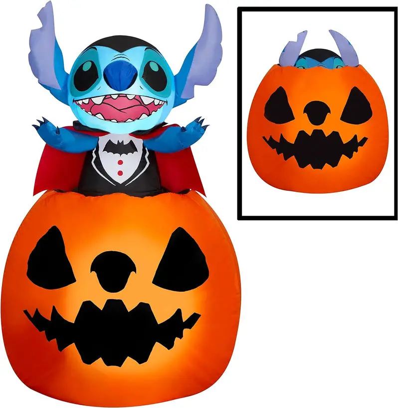 5-Inch Air-Blown Vampire Pumpkin Yard Decor with Rising Stitch Animation