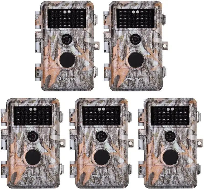 5-Pack 16MP Trail Cameras – Full HD Wildlife Monitoring Cameras with Night Vision and Time-Lapse Functionality