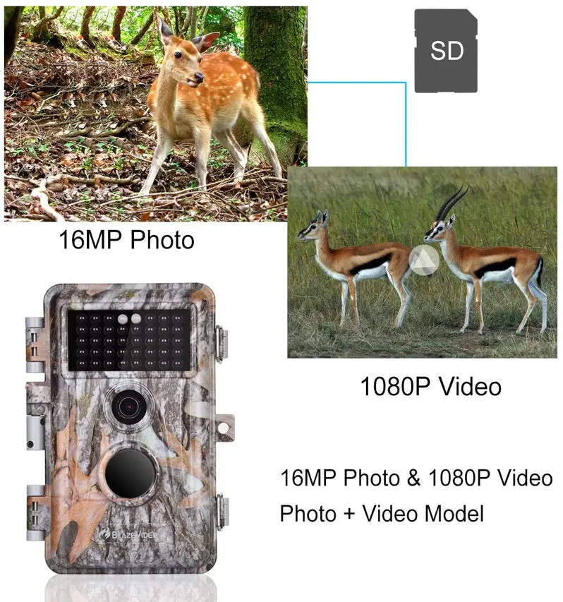 5-Pack 16MP Trail Cameras – Full HD Wildlife Monitoring Cameras with Night Vision and Time-Lapse Functionality