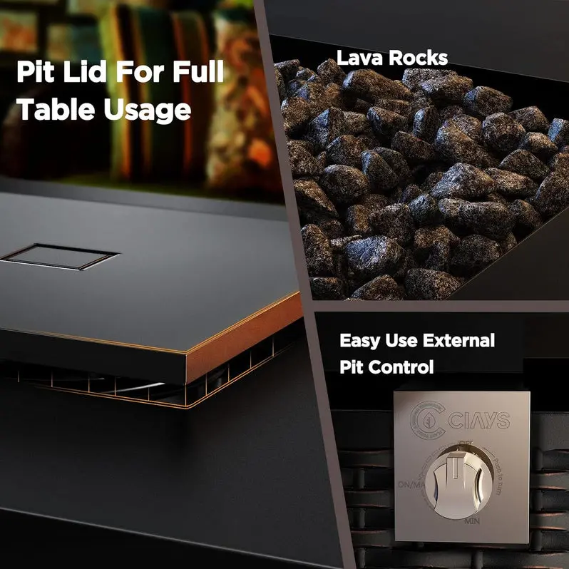 50,000 BTU Propane Fire Pit Table – Stylish Outdoor Gas Fire Table for Patios and Decks