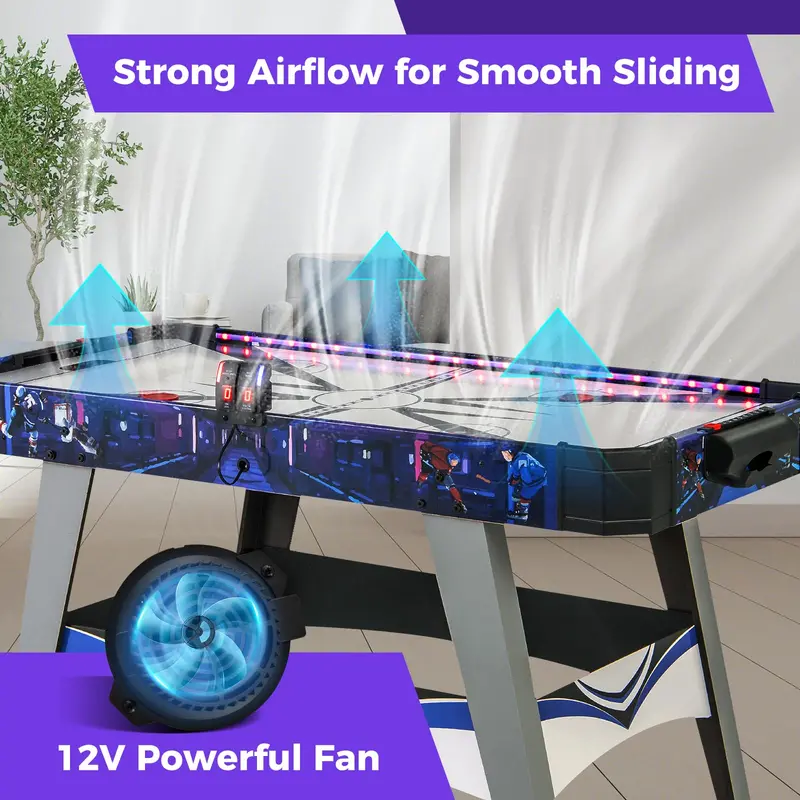 54-Inch LED Air Hockey Table – Includes Scoreboard, Dual Lighting, Pucks, and Pushers