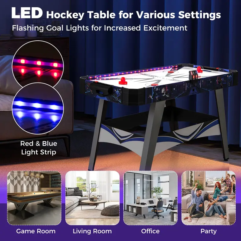 54-Inch LED Air Hockey Table – Includes Scoreboard, Dual Lighting, Pucks, and Pushers