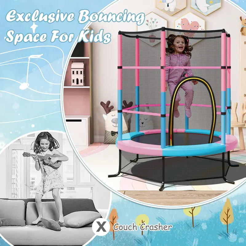 55-Inch ASTM-Certified Kids' Trampoline – 4.6-Foot Toddler Bouncer with Enclosure Safety Net 2