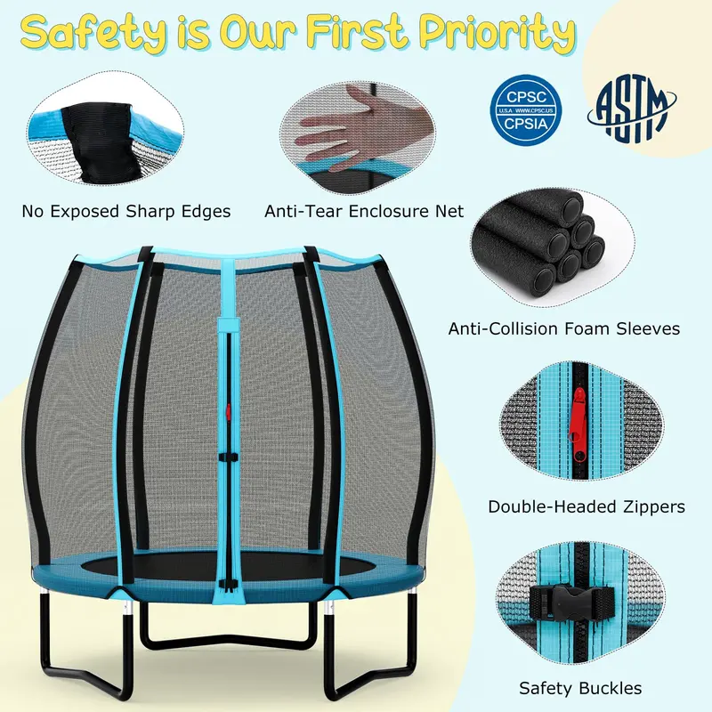 55-Inch Enclosed Kids' Trampoline — ASTM-Certified Mini Bouncer for Toddlers and Preschoolers