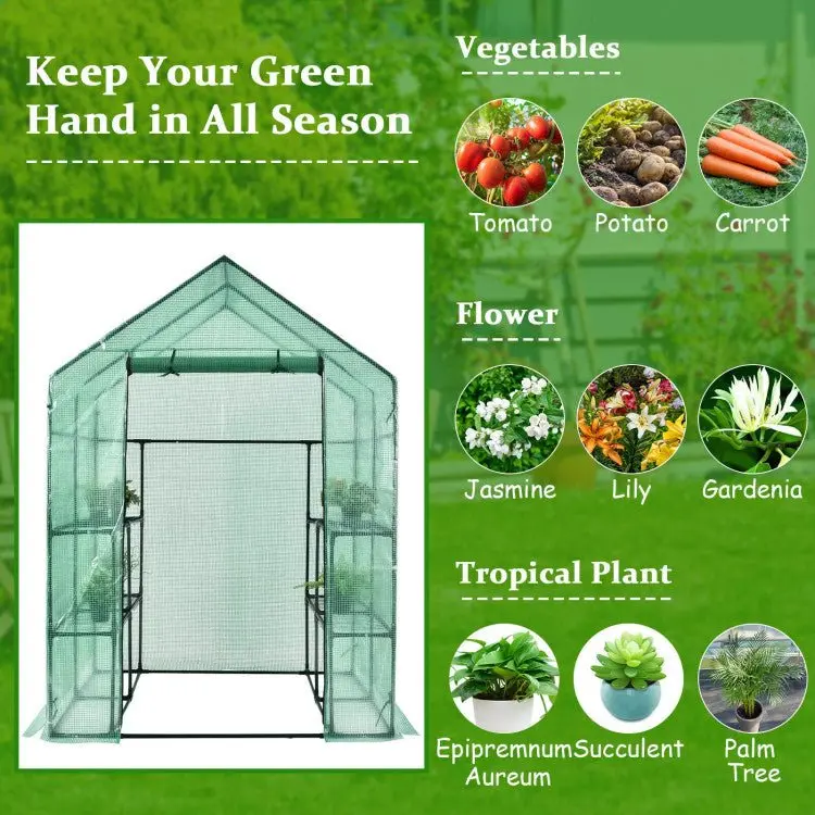 56-Inch Walk-In Garden Greenhouse with Observation Windows and Spacious Growing Area