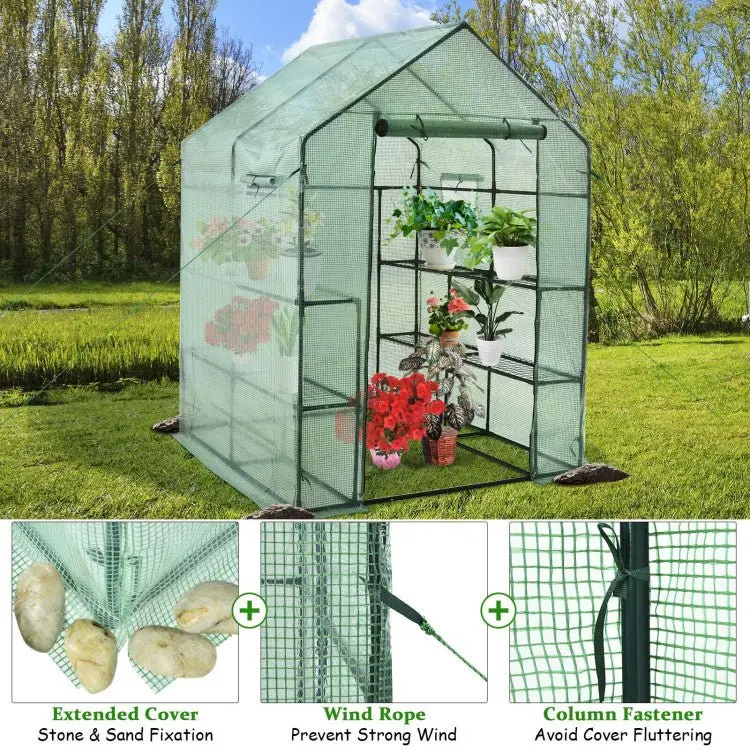 56-Inch Walk-In Garden Greenhouse with Observation Windows and Spacious Growing Area