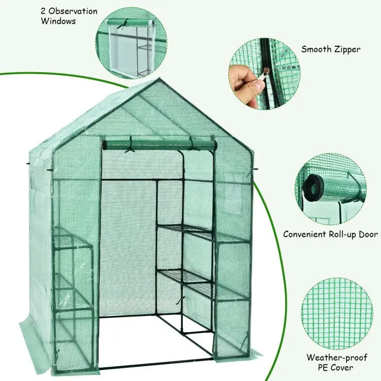 56-Inch Walk-In Garden Greenhouse with Observation Windows and Spacious Growing Area