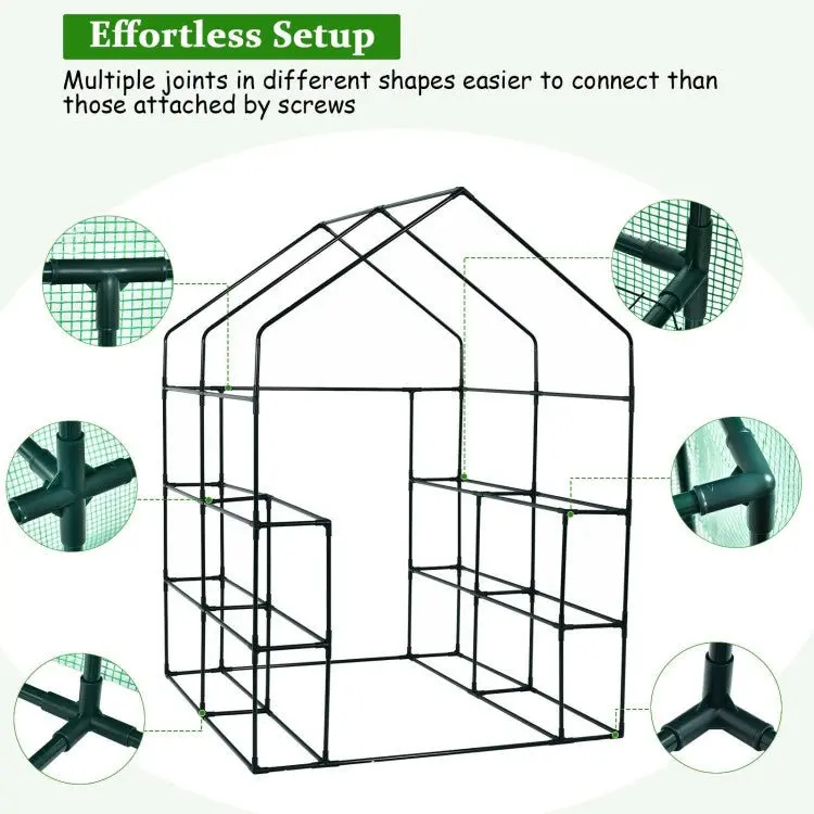 56-Inch Walk-In Garden Greenhouse with Observation Windows and Spacious Growing Area