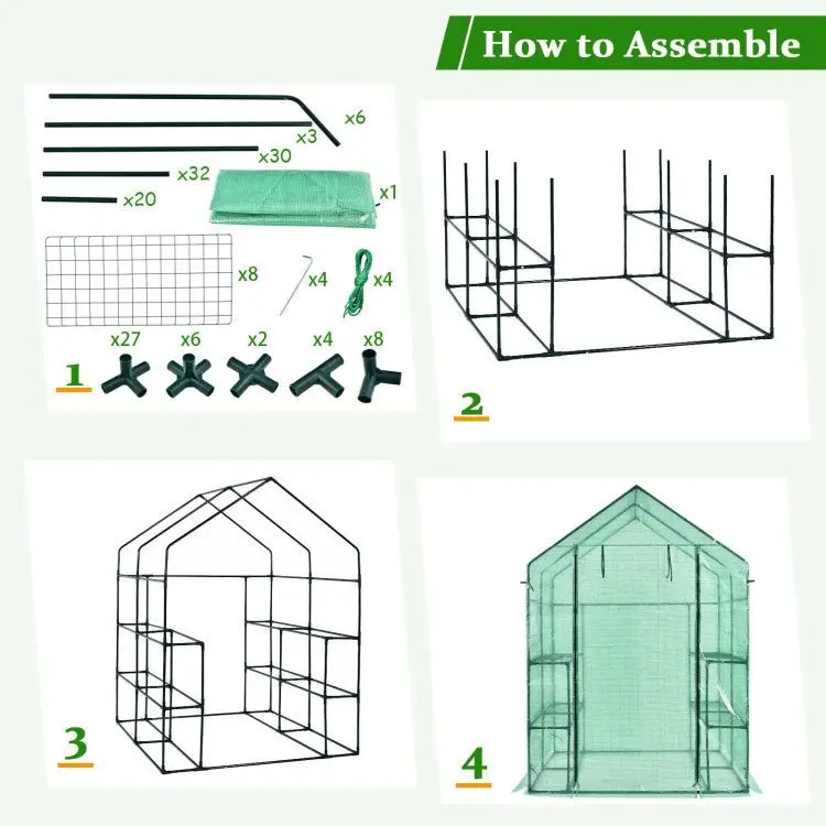 56-Inch Walk-In Garden Greenhouse with Observation Windows and Spacious Growing Area