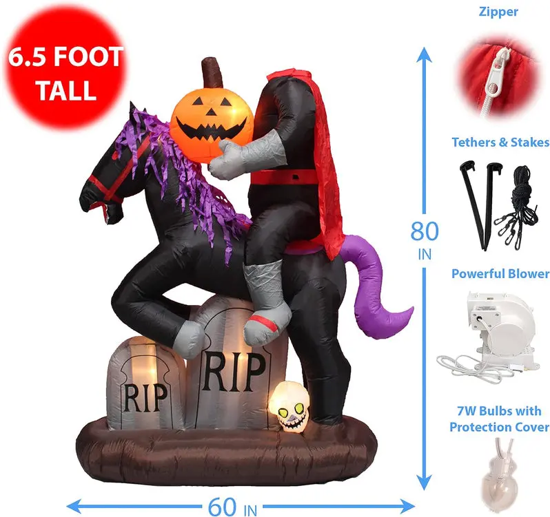 6.5-Foot Animated Headless Horseman Inflatable Yard Figure