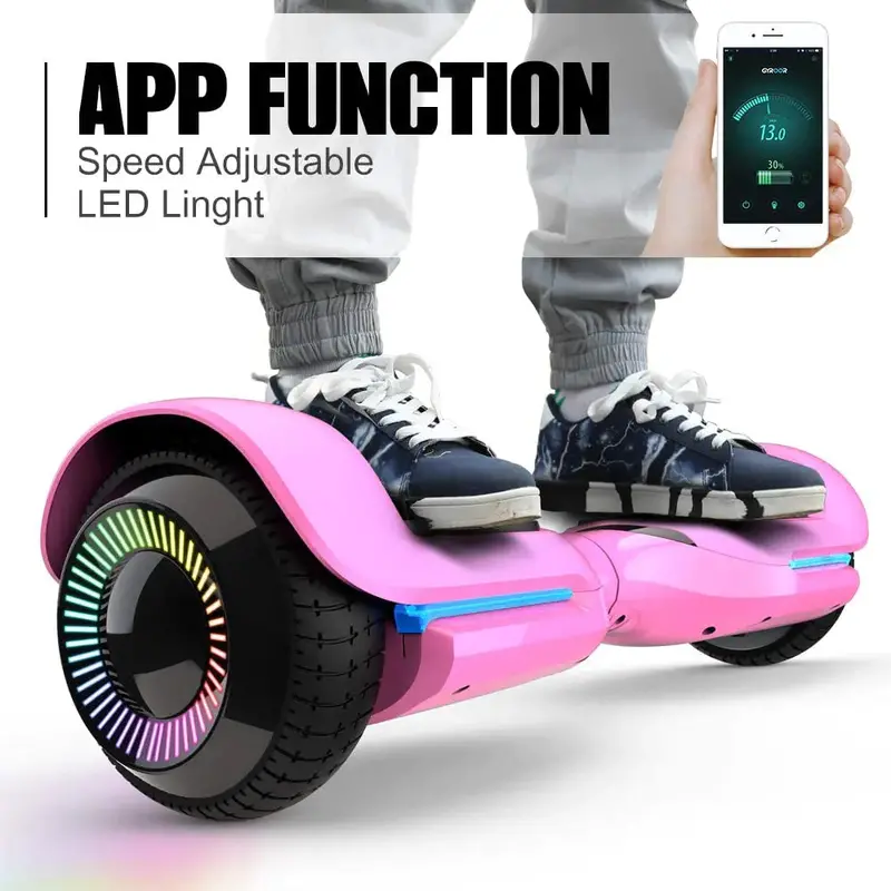 6.5" Smart Hoverboard – UL2272 Certified, Bluetooth Audio, App Connectivity, and LED Wheel Effects