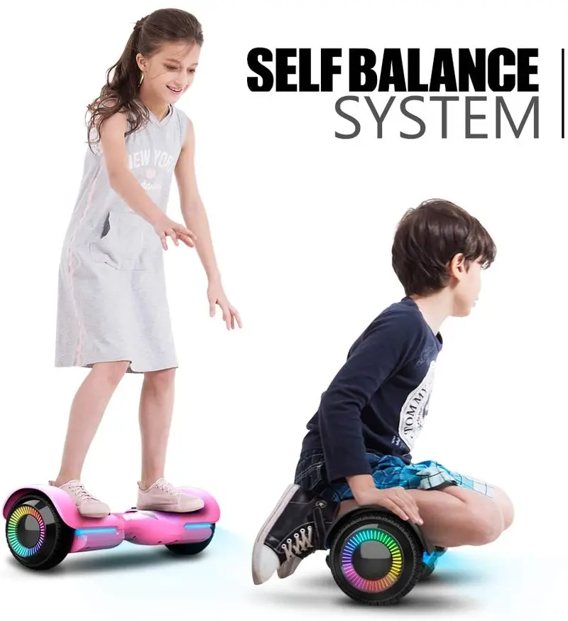 6.5" Smart Hoverboard – UL2272 Certified, Bluetooth Audio, App Connectivity, and LED Wheel Effects