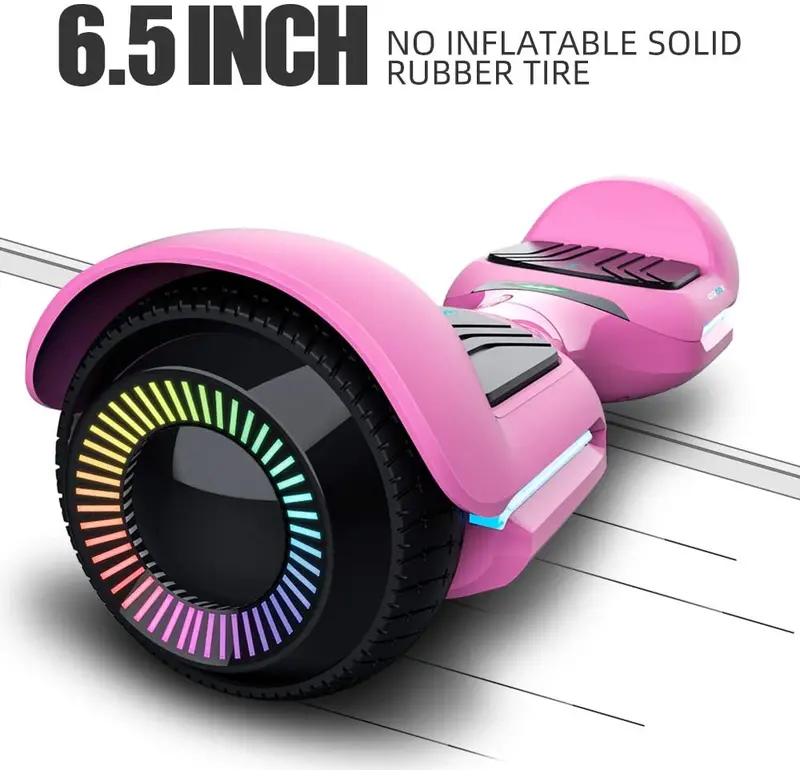 6.5" Smart Hoverboard – UL2272 Certified, Bluetooth Audio, App Connectivity, and LED Wheel Effects