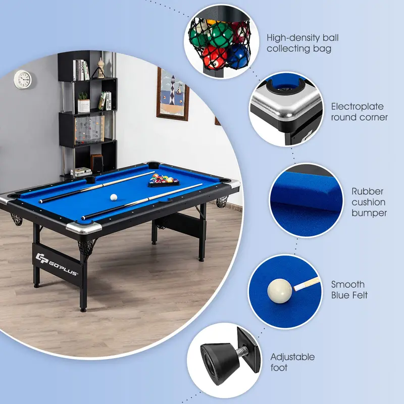 6-Foot Foldable Pool Table – Compact Billiards Set with Complete Accessories